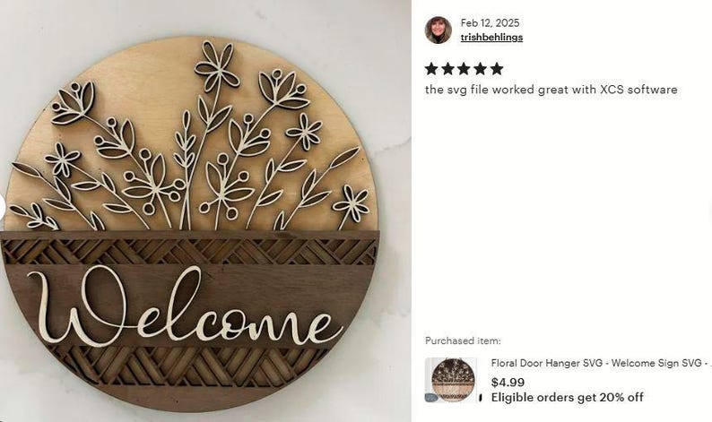 Daisy Basket Sign SVG Laser Cut Files; a Floral Welcome Sign SVG for your Glowforge, Xtool and other laser machines.