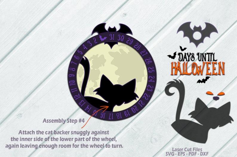 Halloween Calender SVG - Countdown SVG - Black Cat SVG - Laser Cut Files - Days Until Halloween Svg - Countdown To Halloween Svg - Bat svg - Glowforge Files - cnc files - Halloween Decor - Halloween Sign SVG