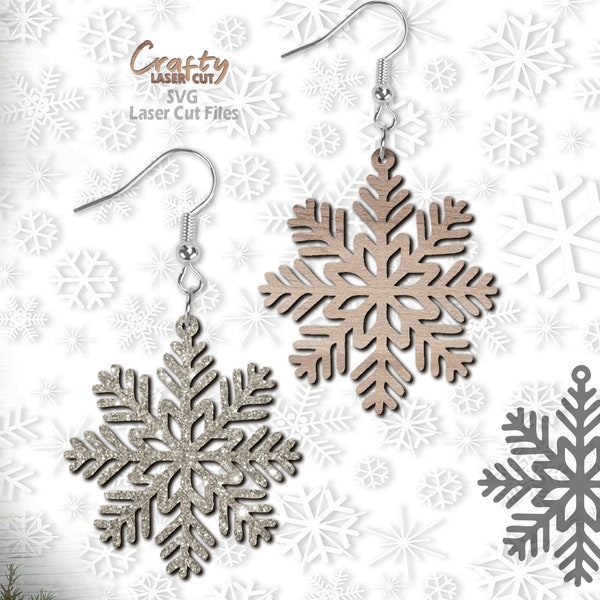 Snowflake Earring SVG - Laser Cut Files - Snowflake SVG - Winter Svg - Earrings Svg - Christmas SVG - Glowforge Earrings