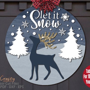 Reindeer Door Hanger SVG Laser Cut Files: Christmas Welcome Sign SVG ...