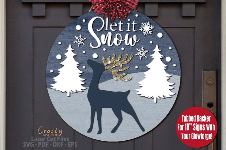 Reindeer Door Hanger SVG Laser Cut Files: Christmas Welcome Sign SVG ...