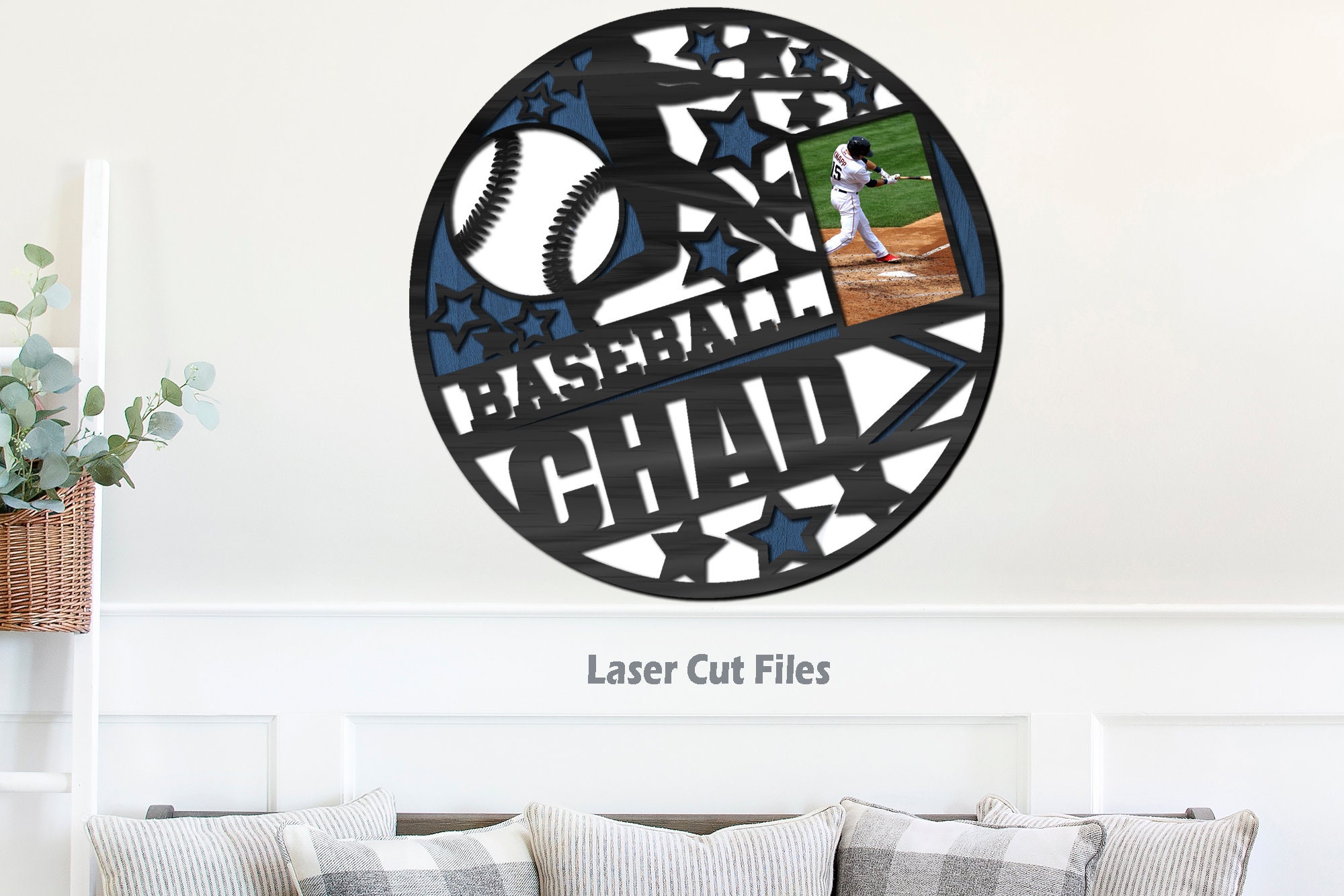 Monogram Baseball SVG - Laser Cut Files - Baseball Sign SVG - Monogram ...