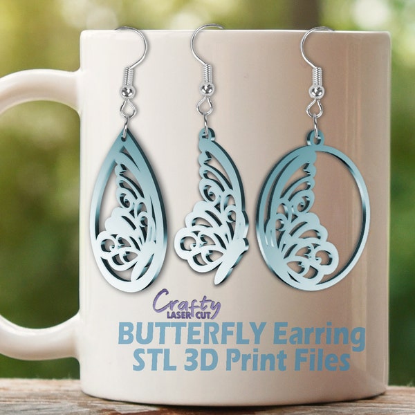 Butterfly Earring STL - Butterfly STL - Spring Stl File - Summer STL for 3D Printers - Butterfly Earring Stl File - 3D Printer Files Bundle