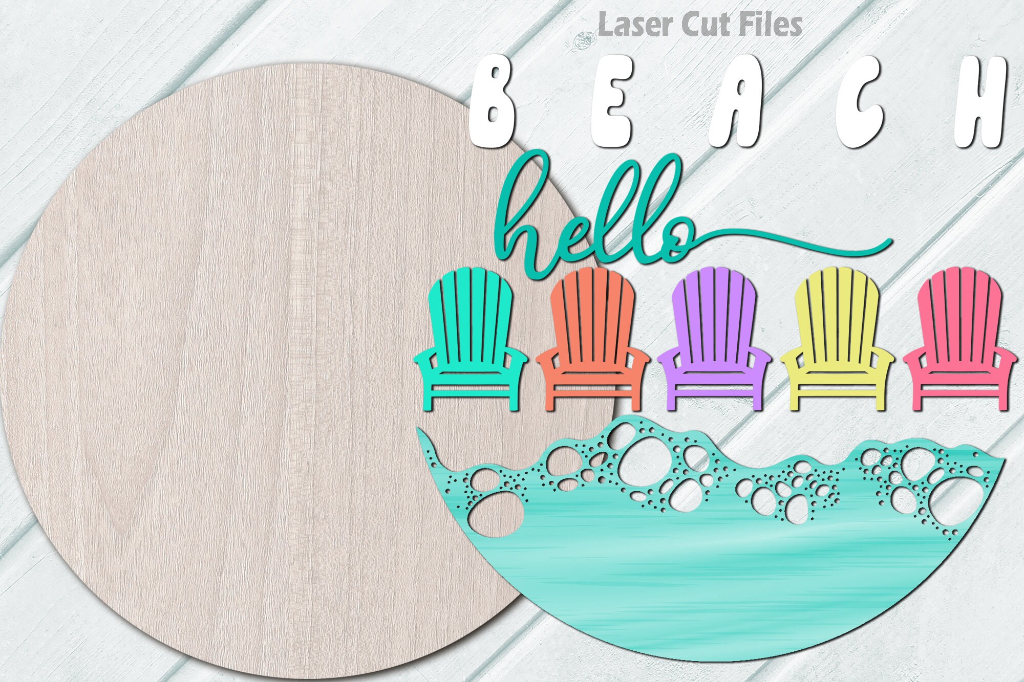 Hello Beach Door Hanger SVG - Laser Cut File - Beach Welcome Sign Svg ...