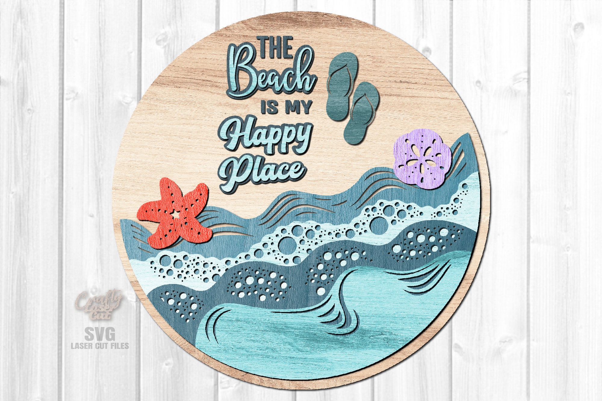 Beach Door Hanger SVG - Laser Cut Files - Beach SVG - Flip Flop SVG ...