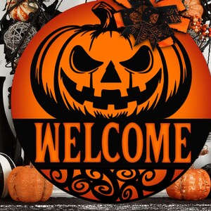 Halloween Welcome Sign SVG - Halloween Door Hanger SVG - Laser Cut ...