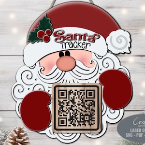 Placa de Natal SVG para Rastreador de Papai Noel - SVG de Papai Noel - SVG de Natal - Arquivos cortados a laser - Azevinho - Decoração de Natal - Rastreador de Papai Noel - Arquivos Glowforge