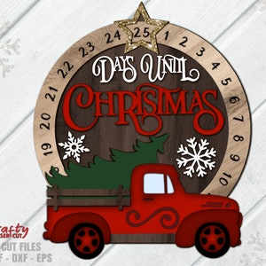Christmas Countdown SVG - Tree Truck SVG - Laser Cut Files - Days Until Christmas Svg - Countdown To Christmas Svg - Glowforge Files