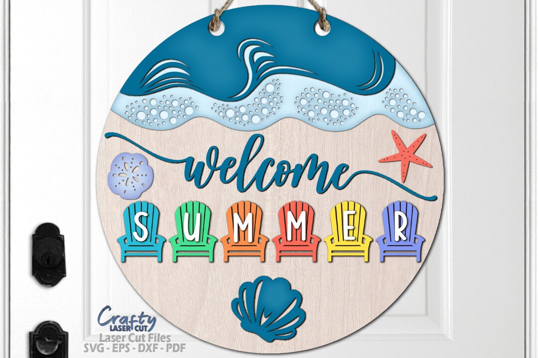Beach Door Hanger SVG - Laser Cut Files - Beach SVG - Welcome Sign Svg ...