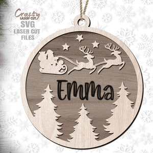 Babbo Natale Ornamento SVG - File tagliati al laser - Natale SVG - Monogramma Svg - Renna SVG - Ornamento di Natale Svg - Babbo Natale Svg - Glowforge Files