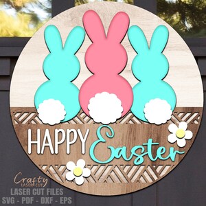 Easter Door Hanger SVG - Bunny SVG - Laser Cut Files - Happy Easter Svg ...