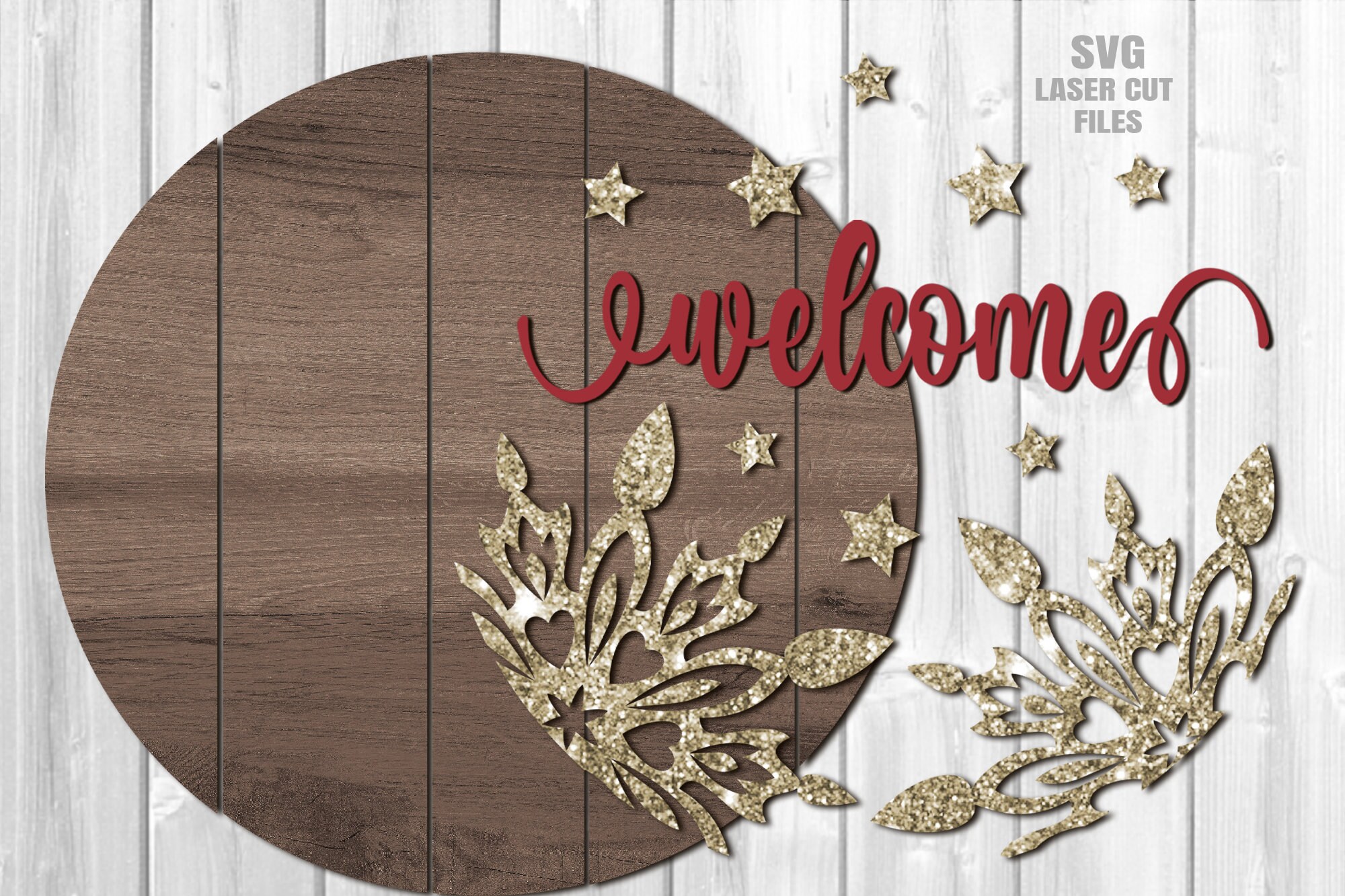 Christmas Door Hanger SVG - Welcome Sign SVG - Laser Cut Files ...