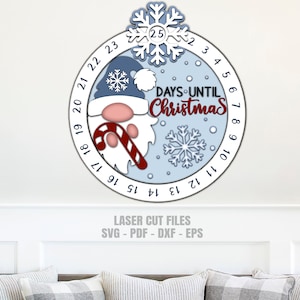 Gnome Countdown SVG Laser Cut Files: Days Until Christmas Sign SVG ...