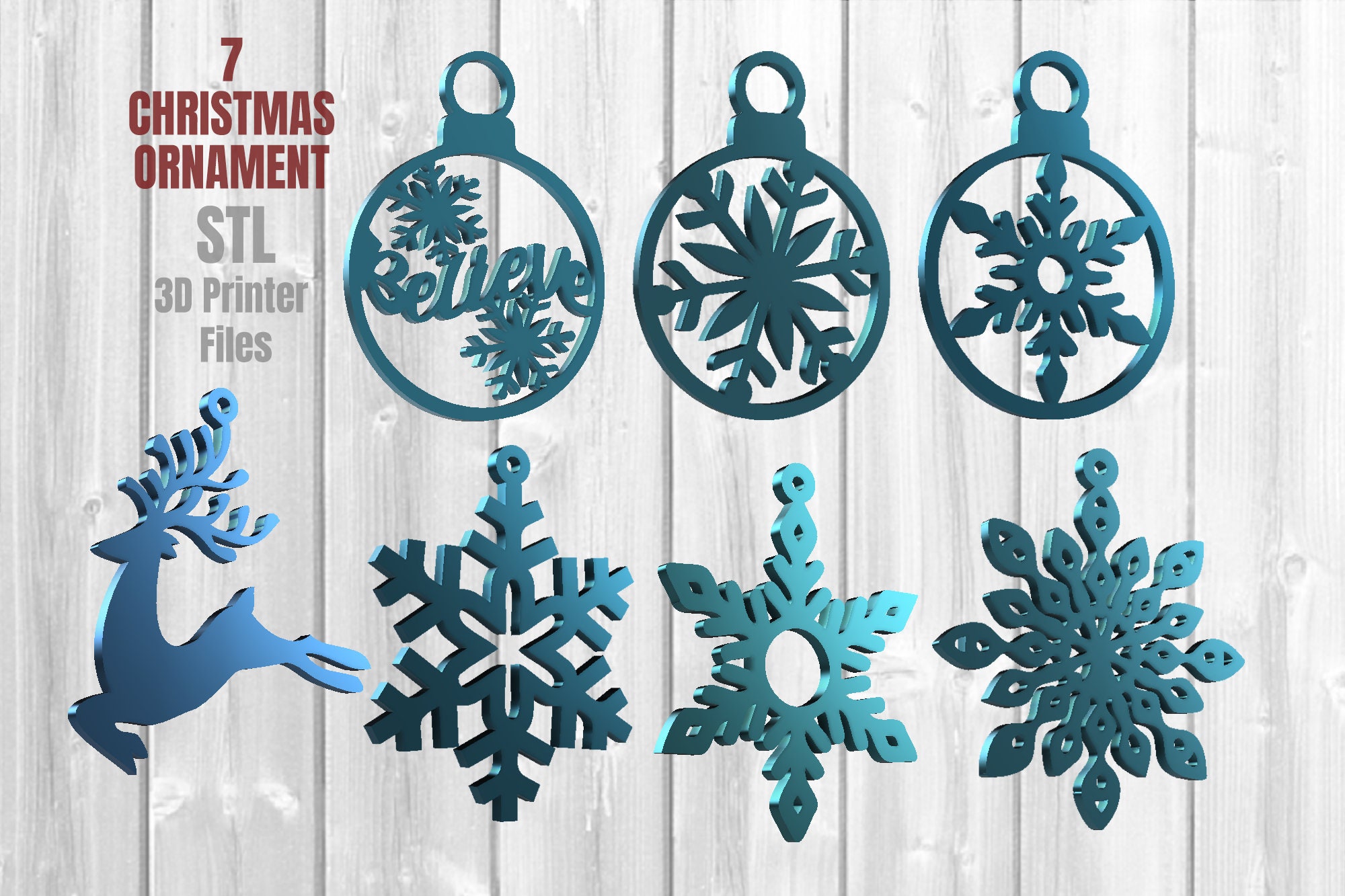 Christmas Ornament STL STL Pack For 3D Printers Ornament Etsy Australia