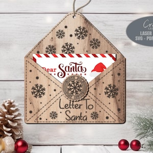 Carta a Papá Noel SVG - Navidad SVG - Adornos SVG - Archivos cortados con láser - Copo de nieve - Decoración navideña - Archivos Glowforge
