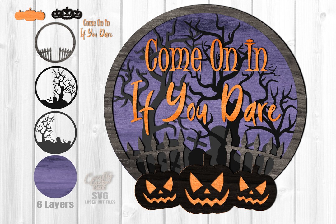 Halloween Door Hanger SVG Laser Cut Files, Jack O Lantern Welcome Sign ...