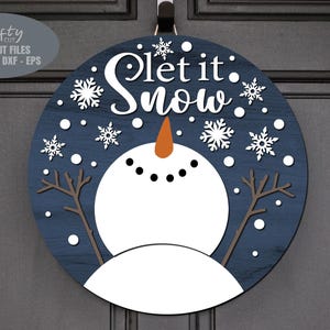 Snowman Door Hanger SVG Laser Cut Files: Winter, Christmas Welcome Sign ...