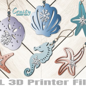 Seaside Ornament STL - STL Pack für 3D Drucker - Ornament STL Dateien - Beach Stl Bundle - 3D Druckerdateien - Snowflake Stl - Beach Stl