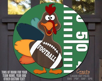 Football Door Hanger SVG - Laser Cut Files - Turkey Svg - Thanksgiving Svg - Fall SVG - Welcome Sign Svg - Fall Door Sign - Glowforge Files