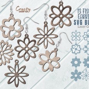 Flower Earring SVG Bundle - Laser Cut Files - Flower SVG - Spring Earrings Svg - Summer SVG - 13 Glowforge Earrings - Glowforge File