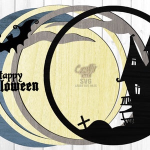 Halloween Door Hanger SVG Laser Cut Files: Haunted Mansion Bat Welcome ...