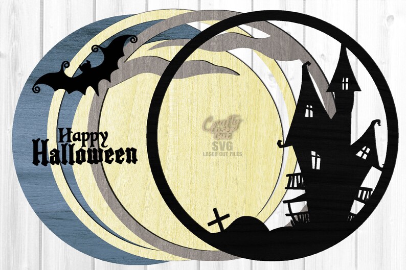 Halloween Door Hanger SVG Laser Cut Files: Haunted Mansion Bat Welcome ...