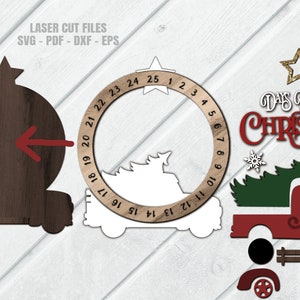 Days Until Christmas Countdown SVG Laser Cut Files: Tree Truck SVG ...