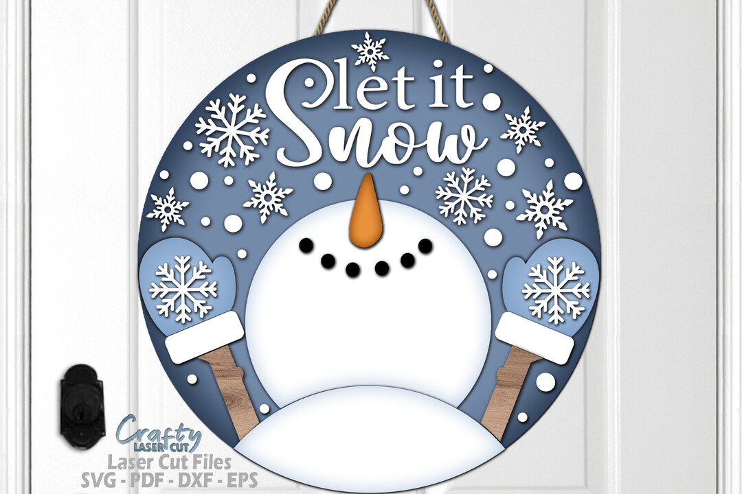 Snowman Door Hanger SVG Laser Cut Files: Christmas Welcome Sign SVG ...