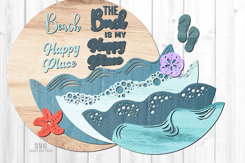Beach Door Hanger SVG - Laser Cut Files - Beach SVG - Flip Flop SVG ...