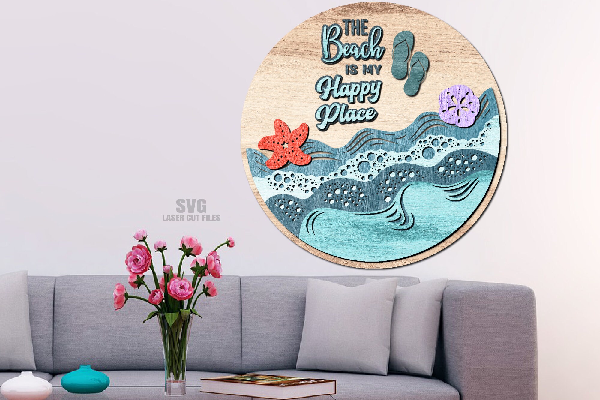 Beach Door Hanger SVG - Laser Cut Files - Beach SVG - Flip Flop SVG ...