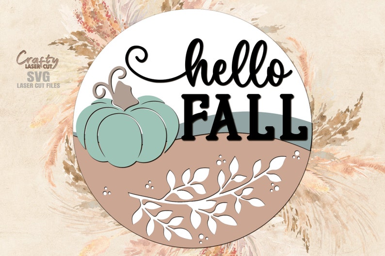 Hello Fall SVG Laser Cut Files Pumpkin SVG Fall Door - Etsy