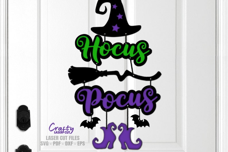 Witch Door Hanger SVG Laser Cut Files: Hocus Pocus Halloween Welcome ...