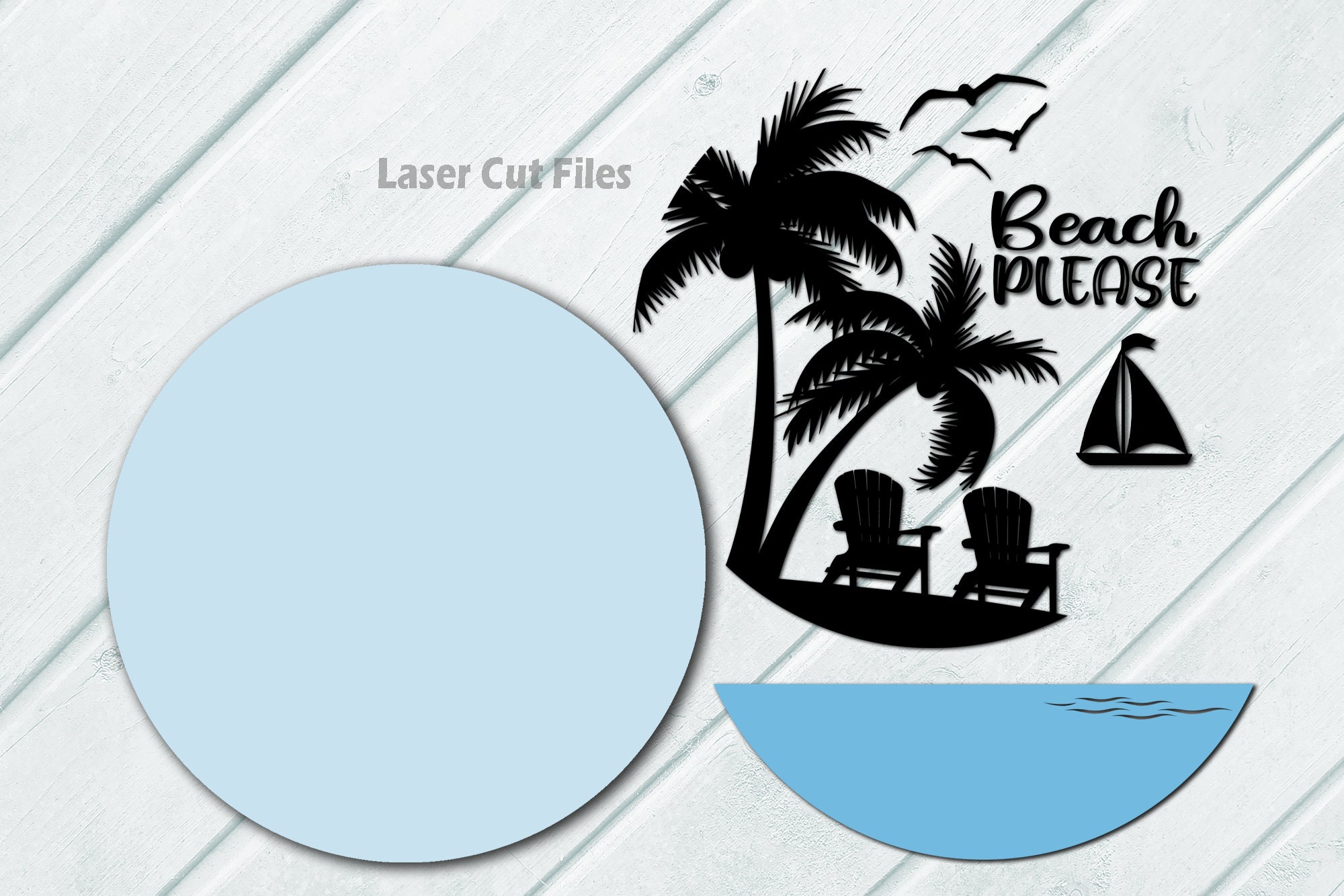Beach Please Door Hanger SVG Laser Cut Files: Palm Tree Welcome Sign ...