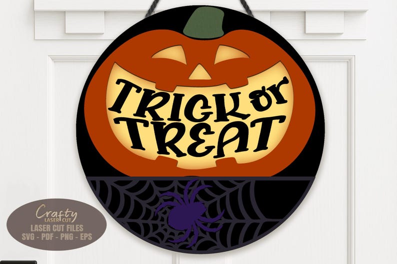 Jack O Lantern Door Hanger SVG Laser Cut Files: Spider Web Halloween ...