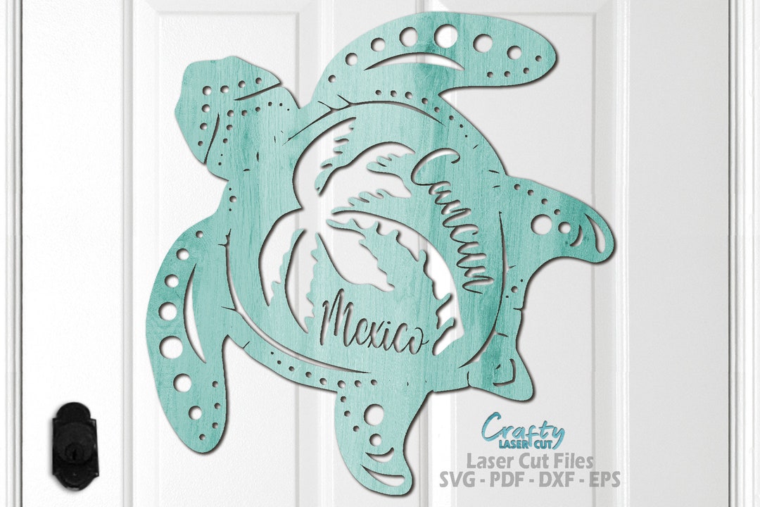 Cancun Mexico SVG Turtle Door Hanger SVG Laser Cut Files Beach SVG Sea ...