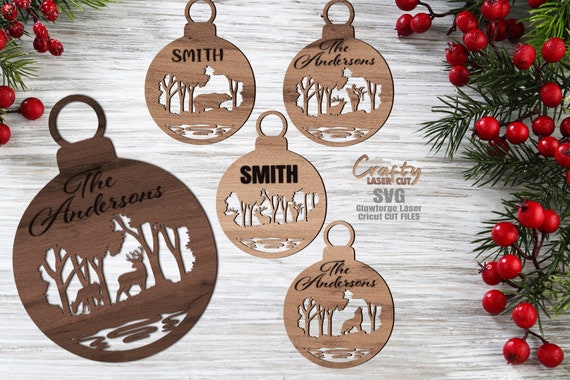 Laser cut files Layered ornament svg template Commercial svg files Circle monogram svg Glowforge files Christmas ornaments svg