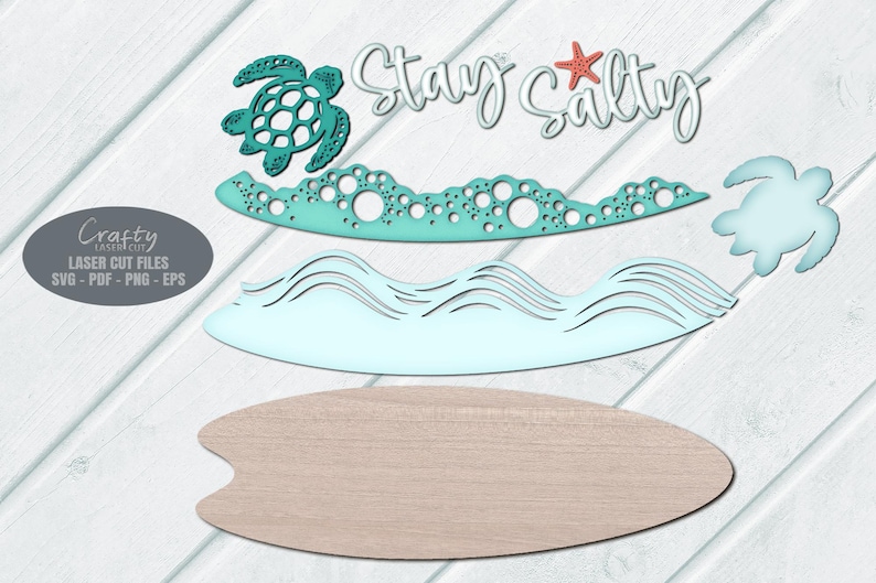 Surfboard Door Hanger SVG Laser Cut Files: Beach Turtle Welcome Sign ...