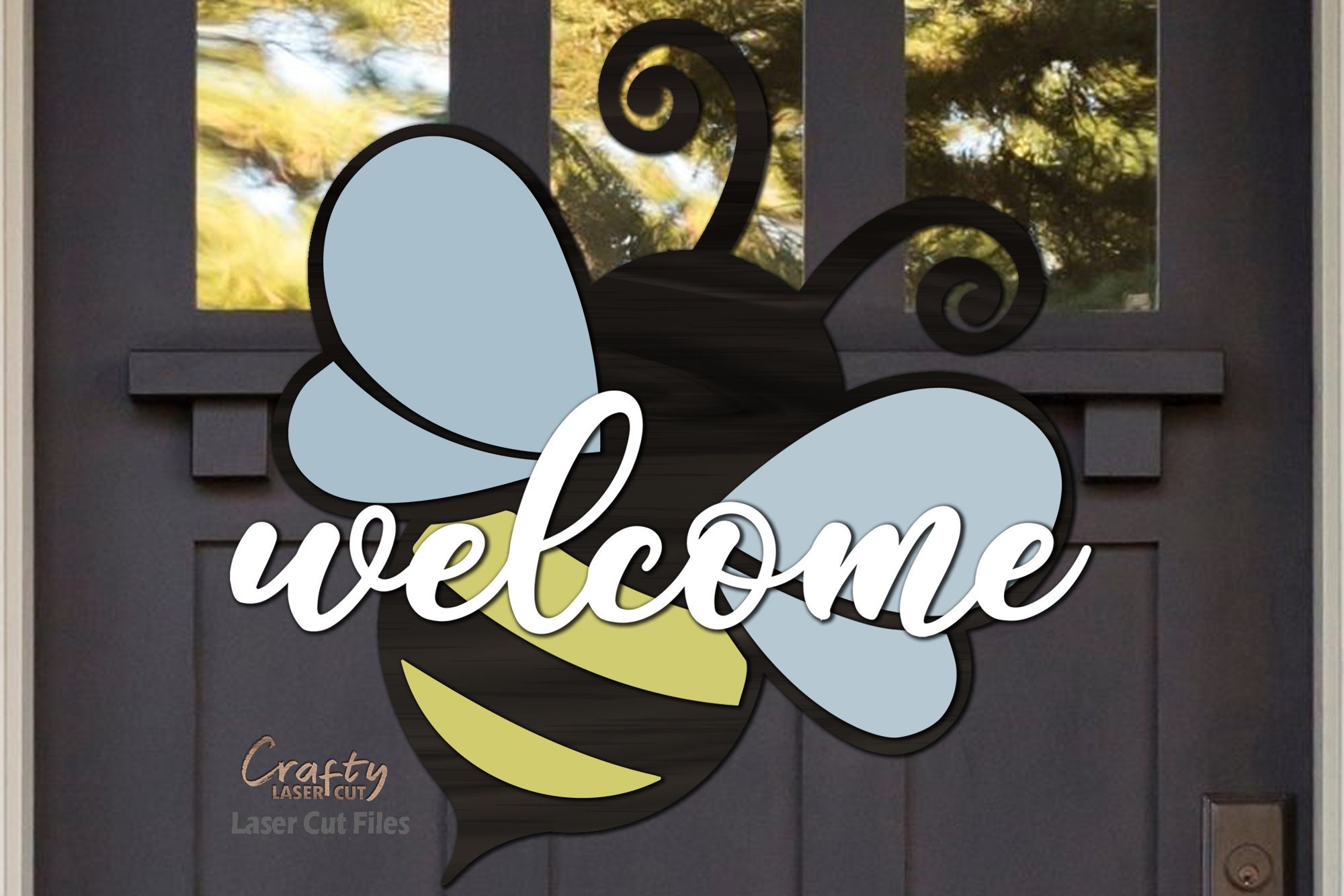 Bee Door Hanger SVG Laser Cut Files: Summer Welcome Sign SVG, Glowforge ...