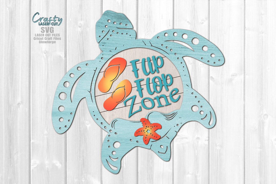 Beach Door Hanger SVG - Laser Cut Files - Turtle SVG - Flip Flop SVG ...