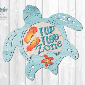 Beach Door Hanger SVG - Laser Cut Files - Turtle SVG - Flip Flop SVG ...