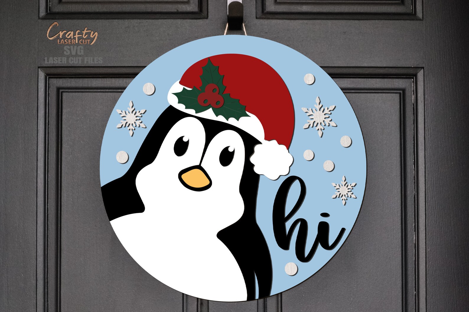 Penguin Door Hanger SVG Laser Cut Files Christmas Door - Etsy