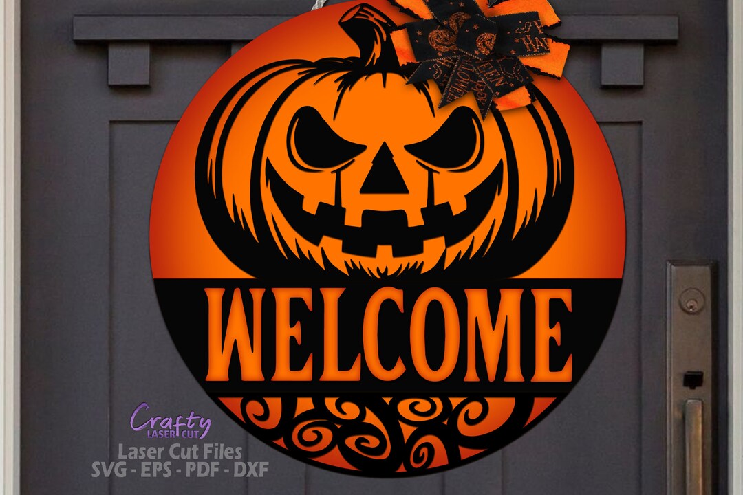 Halloween Welcome Sign SVG - Halloween Door Hanger SVG - Laser Cut ...
