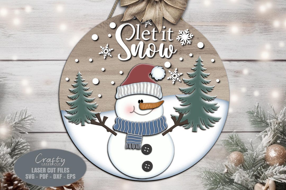 Snowman Door Hanger SVG Laser Cut Files, Snowman Sign SVG, Christmas ...