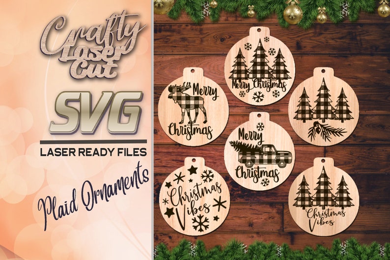 Download Merry Christmas Ornament Svg Bundle Plaid Ornament Laser ...