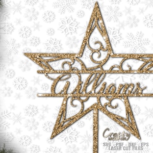 Christmas Tree Topper SVG - Christmas Star Svg - Glowforge Laser File - Star SVG - Monogram Svg - Christmas Decor - Glowforge Files