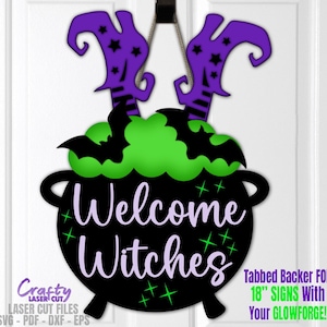 Witch Door Hanger SVG - Laser Cut Files - Halloween SVG - Witch SVG - Cauldron Svg - Welcome Sign Svg - Witch Door Sign - Glowforge Files
