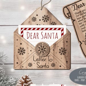 Adorno de carta a Papá Noel SVG - Rastreador de Papá Noel SVG - SVG navideño - Archivos cortados con láser - Svg de Papá Noel - Decoración navideña - Archivos Glowforge