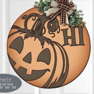 Jack O Lantern Door Hanger SVG - Halloween Welcome Sign SVG - Laser Cut ...