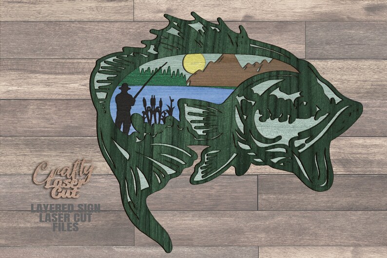 Download Layered Fish Wall Décor SVG Glowforge Fishing Door Sign | Etsy