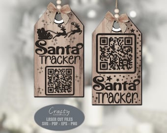 Santa Tracker Christmas Ornaments SVG - Santa SVG - Gift Tag SVG - Laser Cut Files - Christmas Decor - Reindeer Svg - Glowforge Files